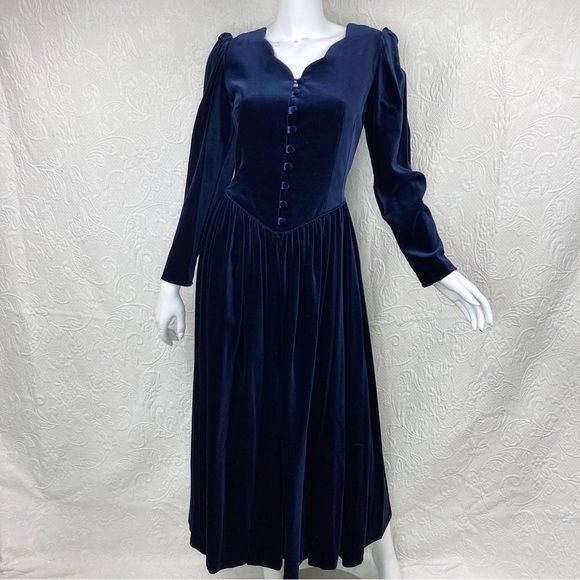 Laura Ashley Dresses & Skirts - Laura Ashley 90s Velvet Vintage Midi Dress